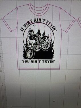 Dirt Bike Graphic Tee - Black Print on White shirt front or back and size
